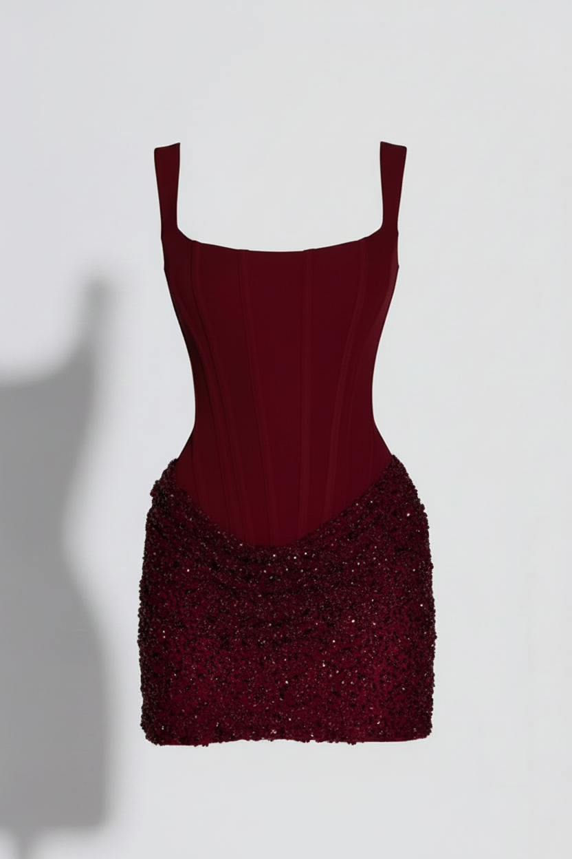 Sequin Wide Strap Mini Dress