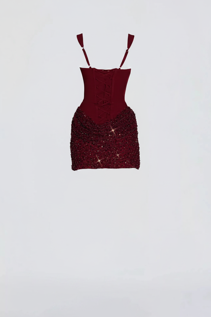 Sequin Wide Strap Mini Dress